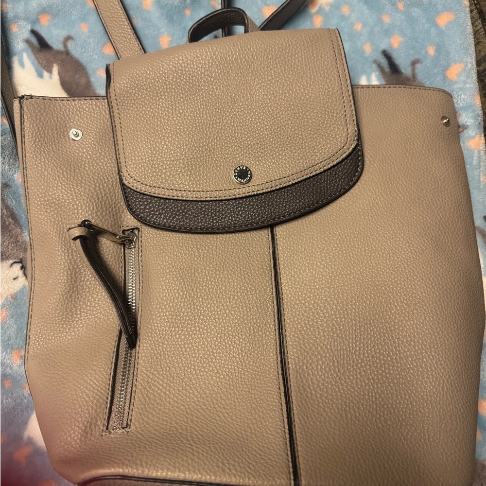 Steve Madden Taupe Leather Handbag with Silver Detail